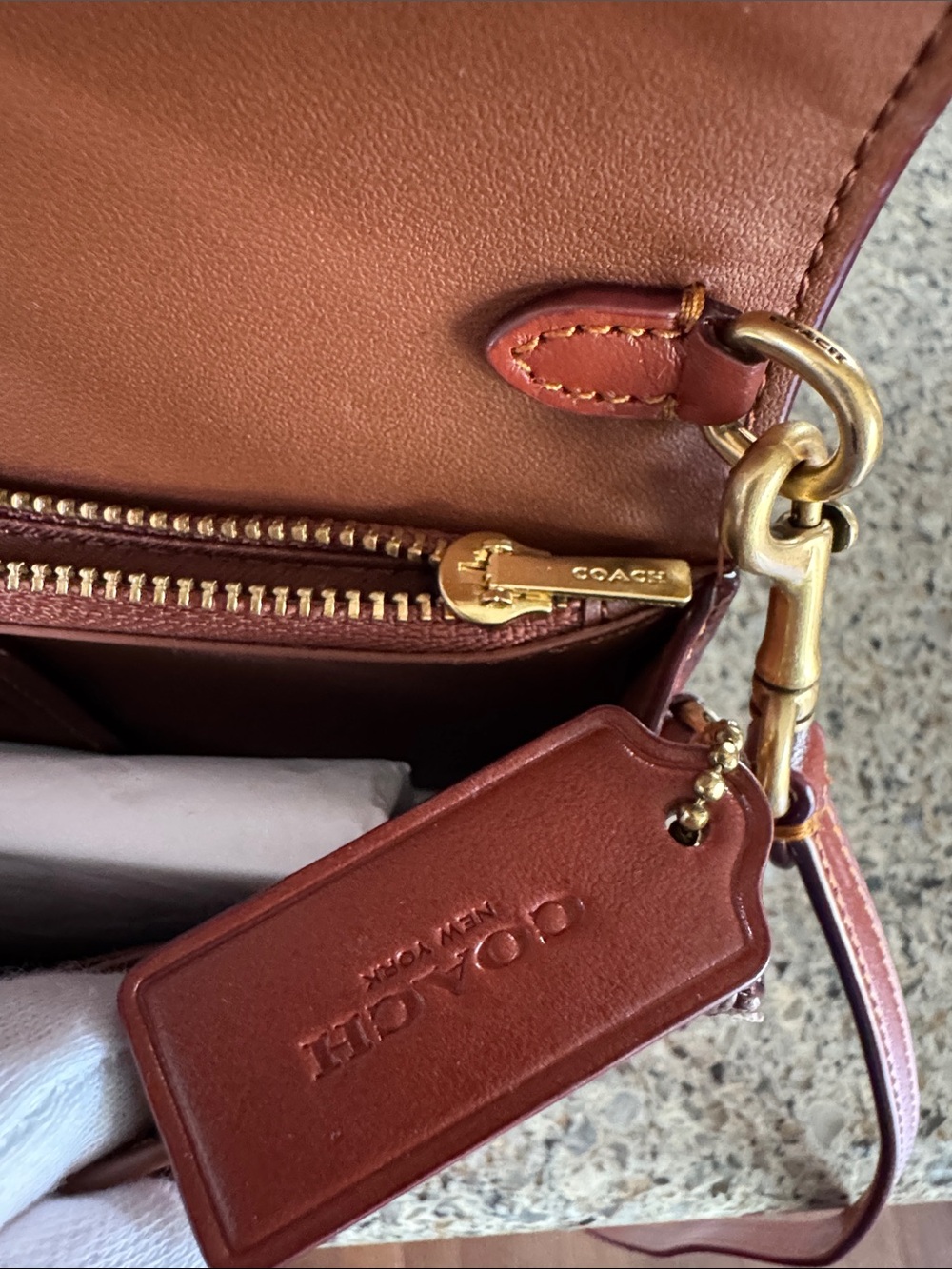 😘Coach Brown Leather & Signature Canvas Crossbody No C5362 - Picture 5 of 14